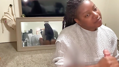 Ebony milf gets her ass licked and rubbed in g-string