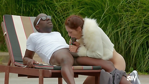 Amateur brunette milf with a hairy pussy and a big black cock