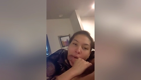 Latina girl getting her big dick deep throated by boyfriend