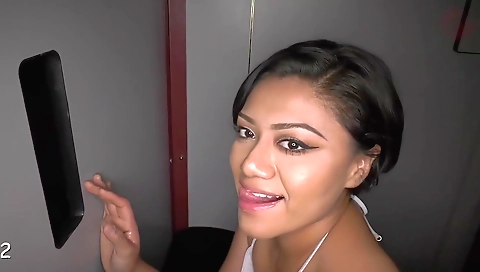 Sexy brunette milf with a large ass sucks on a huge cock