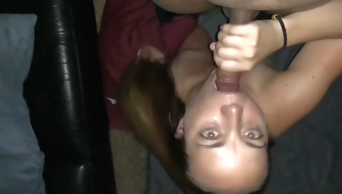 A hot brunette milf deep throated in amateur porn video