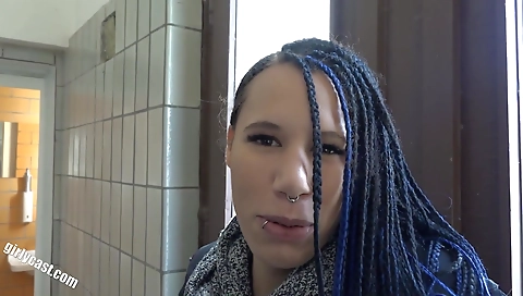 Interracial casting with melina public in a public scene