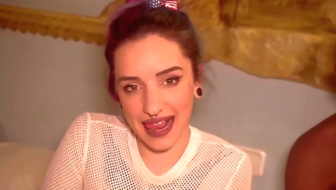 tattooed teen and her boyfriend having interracial sex