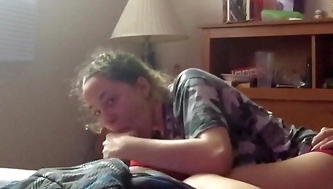 Blonde girl with a deep throat gets her pussy fucked