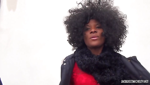 Ebony whore is fucked by two black lovers in amateur video