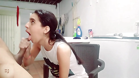 Amateur latina with tattooed face rides big dick on a big dick