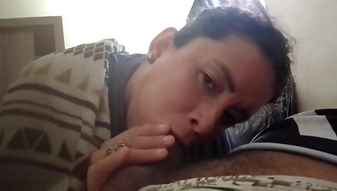 Ebony brunette enjoys hairy pussy and deepthroat sex