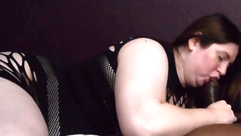 Interracial blowjob from a big cock to a small ass