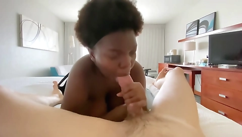 Ebony girl with huge tits fucked in various positions