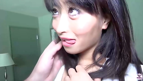 Asian brunette gets fucked from behind in a POV porn video