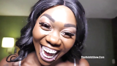 Ebony teen fucked by a black guy in a deepthroat porn video