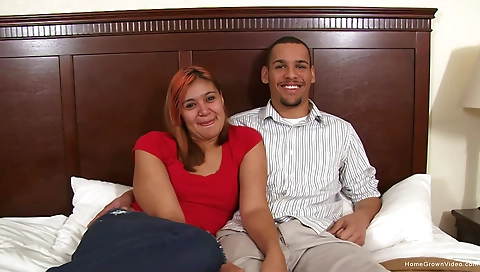 Ebony teen and her boyfriend are making love with each other