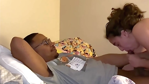 Brunette takes a big cock deep into her mouth and throat