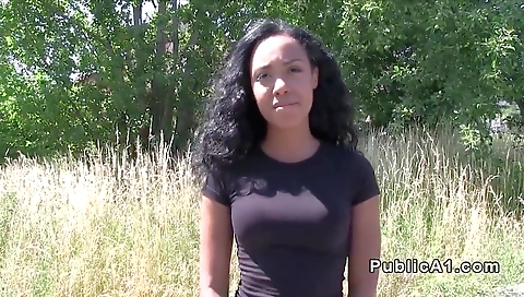 Amateur black girl flashes her boobs and gets fucked