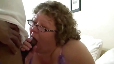 Busty mature woman with big tits 1st time getting a deepthroat blowjob