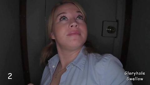 Busty blonde seduced by a bunch of hot dicks in the kitchen